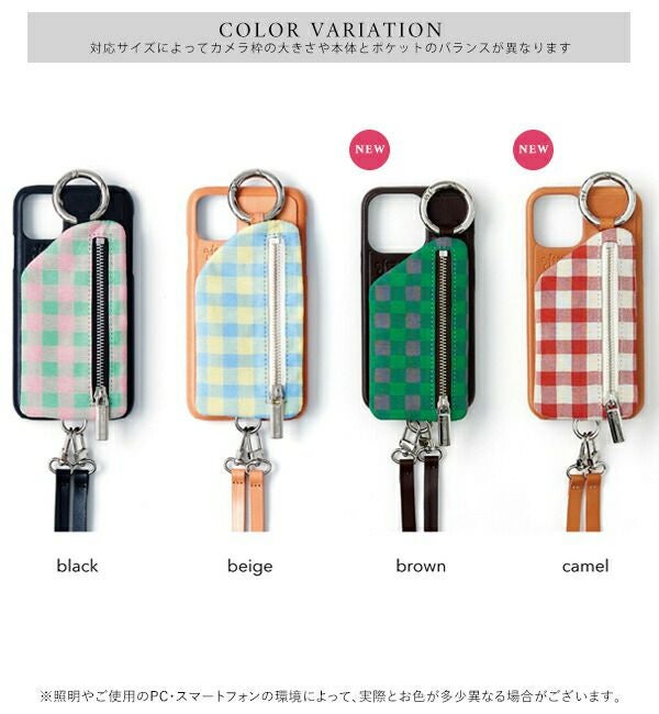  ajew エジュー ajew cadenas check leather zipphone case【iPhone 新SE/8/7/6対応】 ac2021001