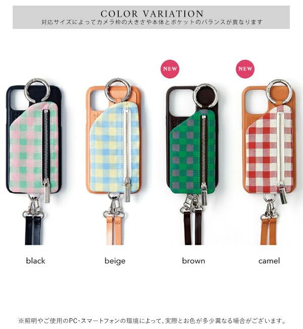  ajew エジュー ajew cadenas check leather zipphone case【iPhone11/XR対応】 ac202100111