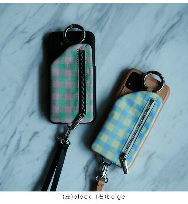 ajew エジュー ajew cadenas check leather zipphone case【iPhone12proMax対応】 ac202100112max