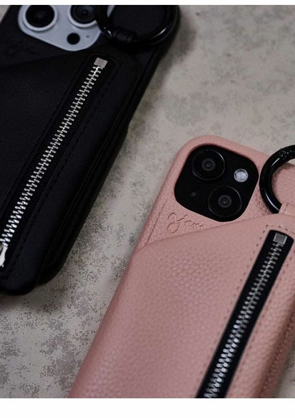 ajew ジッパーポケット付きケースピンク iPhone14 iPhone16e ajew（エジュー） スマホケース 「ajew」PVC HEART PLANET POCKET