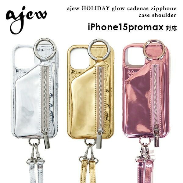 【限定P10倍】【即納】エジューajewHOLIDAYglowcadenaszipphonecaseshoulderiPhone15promaxiPhone15plusiPhoneケースショルダーストラップaj02-051ギフト