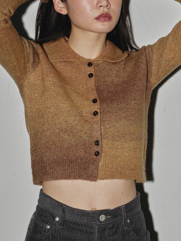 【予約販売】TODAYFUL2024prefallトゥデイフルトップスGradationKnitShirts9月中旬～10月上旬予約グラデーションニットシャツショート丈長袖2024aw12420505