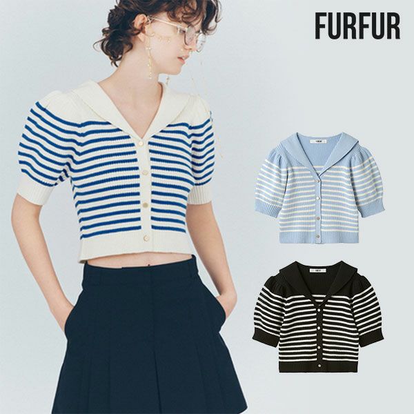 FURFUR セーラーブラウス 半袖 ホワイト フリーサイズ SALE30%OFF】【即納】 ファーファー FURFUR トップス 25春夏 セーラー