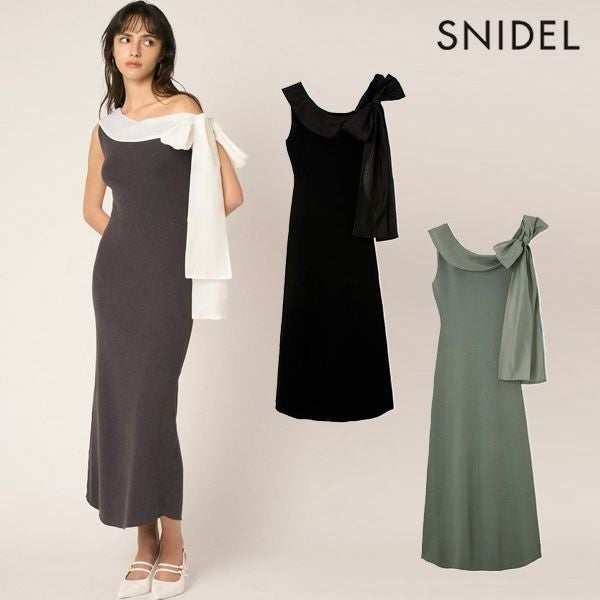 SALE50%OFF】【即納】 スナイデル SNIDEL ワンピース ワンショルリボン