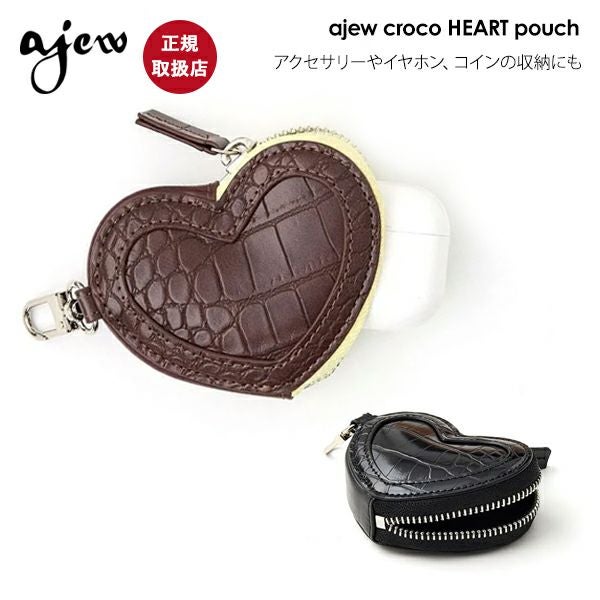 ajew エジュー クロコ iPhone16 エスプレッソ ハートポーチ エジュー ajew croco HEART pouch クロコハートポーチ 9月中旬予約