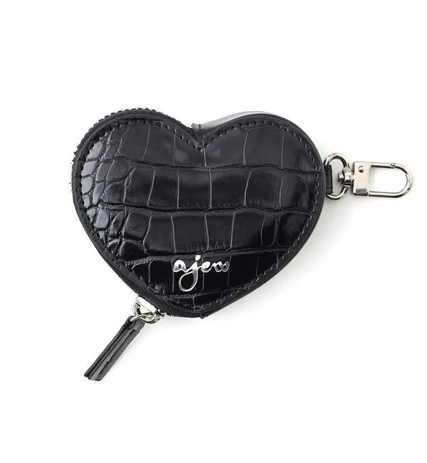 即納】【新色追加】 エジュー ajew croco HEART pouch クロコハート
