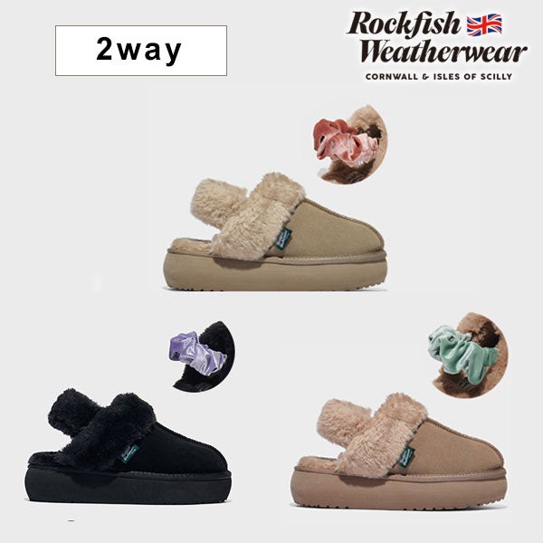 ロックフィッシュウェザーウェアーROCKFISHWeatherwear靴CLOUDYFLATFORMFURSLINGBACK9月中旬～10月中旬予約ムートンサボ厚底ギフトrf1shbd3fs003