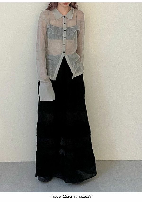 anuke＊トップス anuke（アンヌーク） 即日発送/anuke Sheerborder Knit Shirts