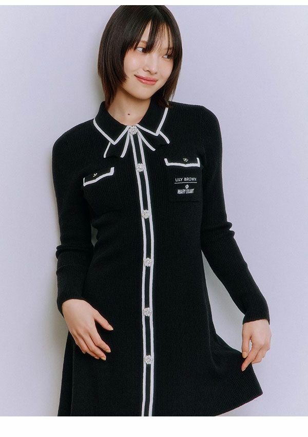 LILY BROWN×MARY QUANT ニットワンピース ブラック SALE30%OFF】【即納】 リリー ブラウン LILY BROWN ワンピース 25秋冬
