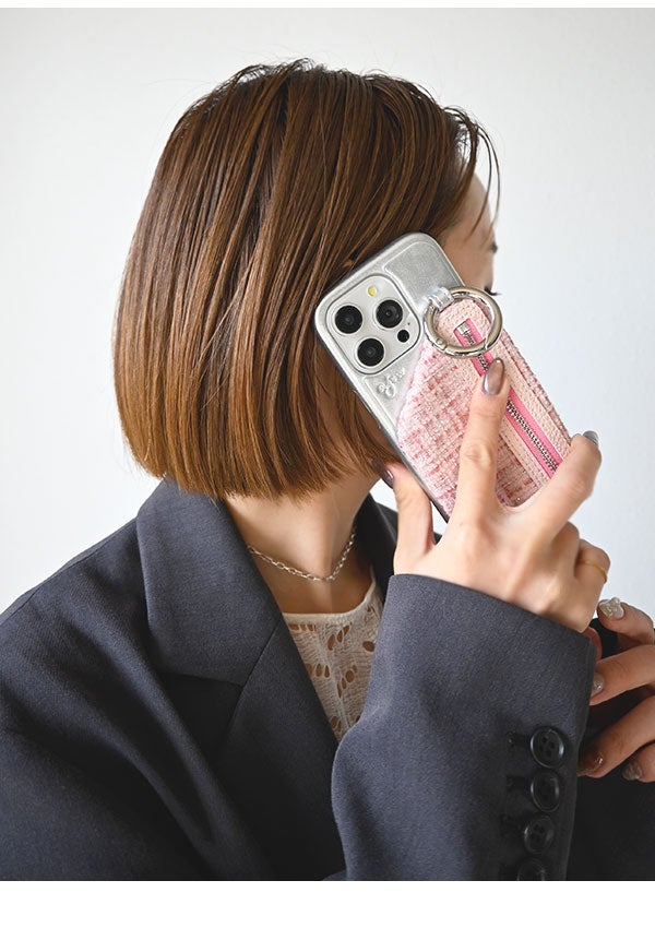 即納】【iPhone対応】 エジュー ajew tweed cadenas zipphone case