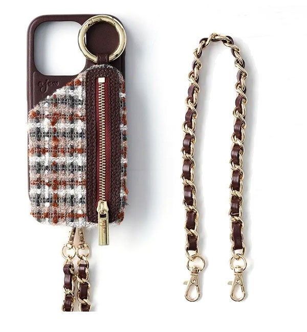 即納】【iPhoneProMax対応】 エジュー ajew tweed cadenas zipphone