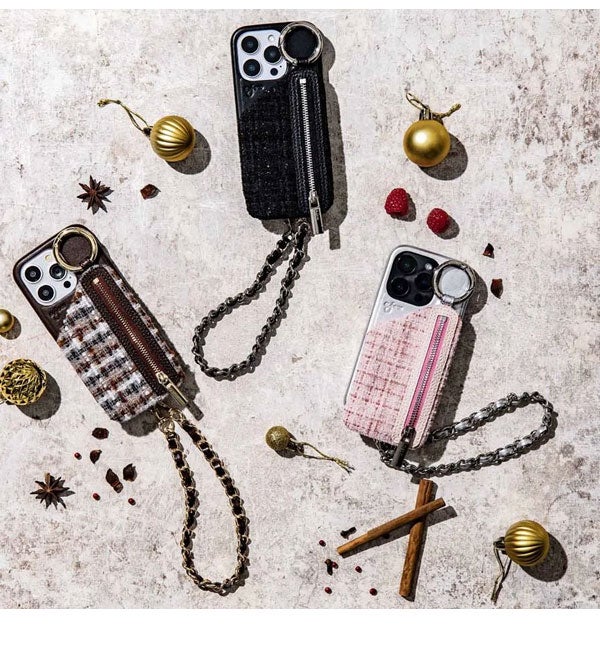 即納】【iPhoneProMax対応】 エジュー ajew tweed cadenas zipphone