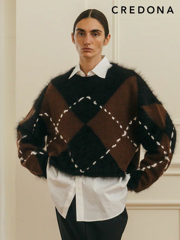 即納】 クレドナ CREDONA トップス BRITISH ARGILLE KNIT