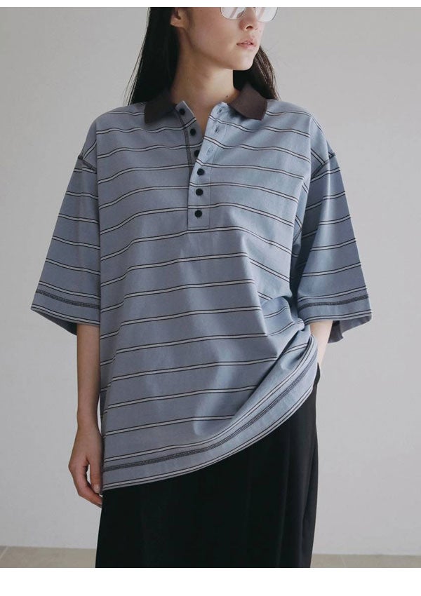 即納】アンヌーク anuke 2026Prefall トップス Border Loose Polotops