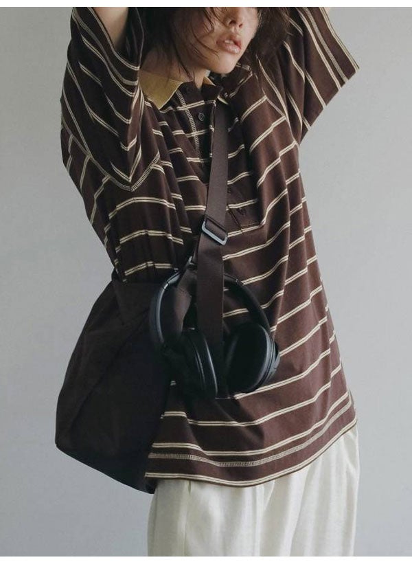 即納】アンヌーク anuke 2026Prefall トップス Border Loose Polotops