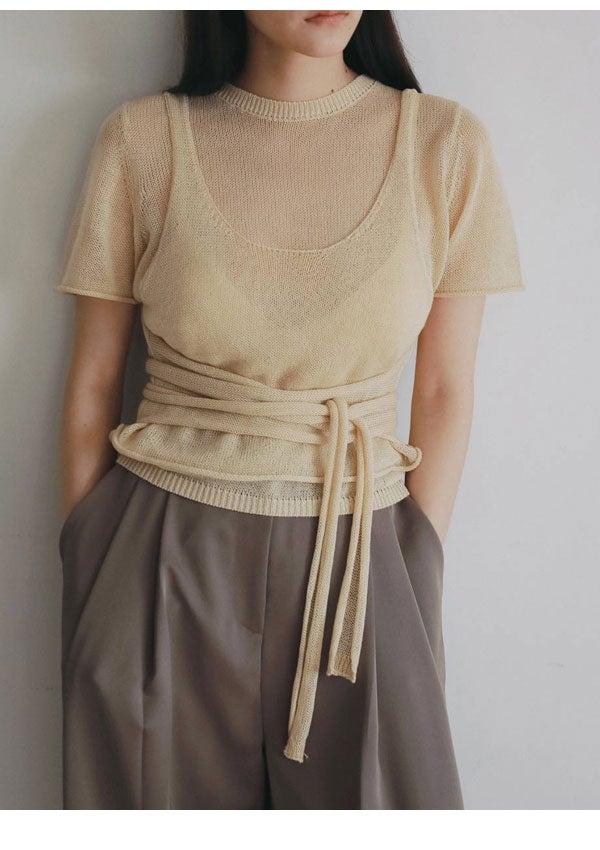 アンヌーク anuke 2026Prefall トップス Wrapcami Layered Knit 7月