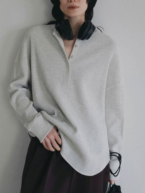 anuke＊トップス アンヌーク anuke 2026Prefall トップス Waffle Loose Henleytops 8月