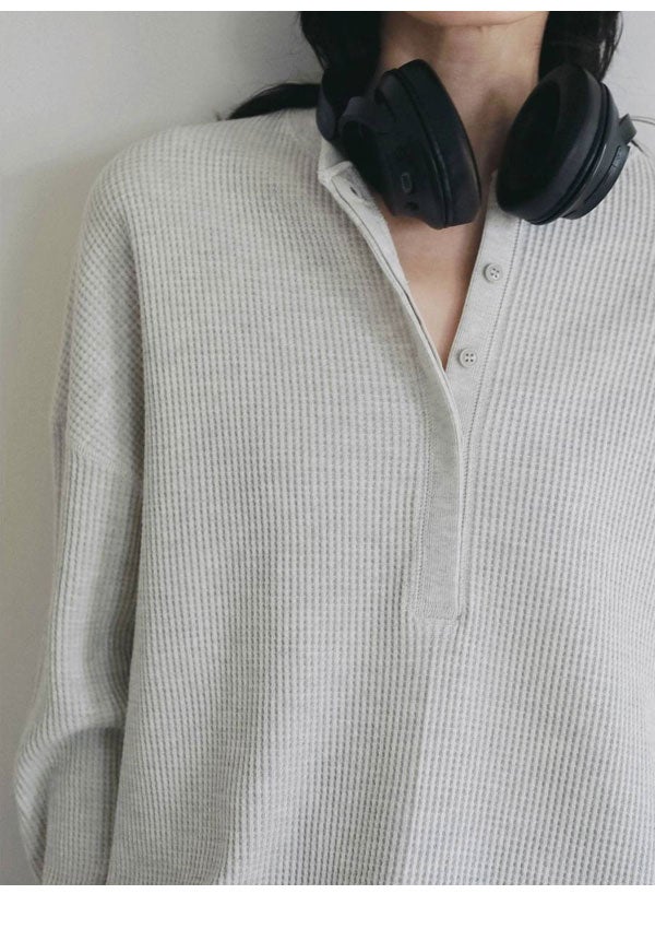 アンヌーク anuke 2026Prefall トップス Waffle Loose Henleytops 8月