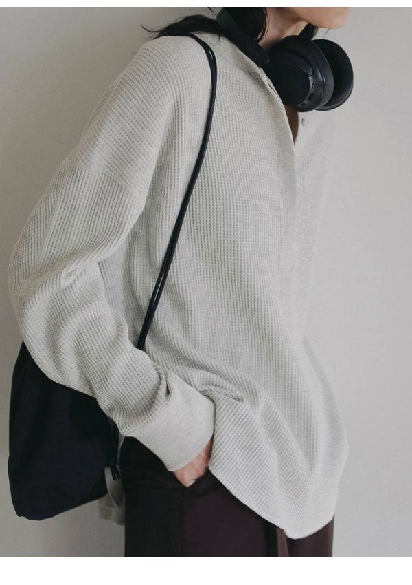 アンヌーク anuke 2026Prefall トップス Waffle Loose Henleytops 8月