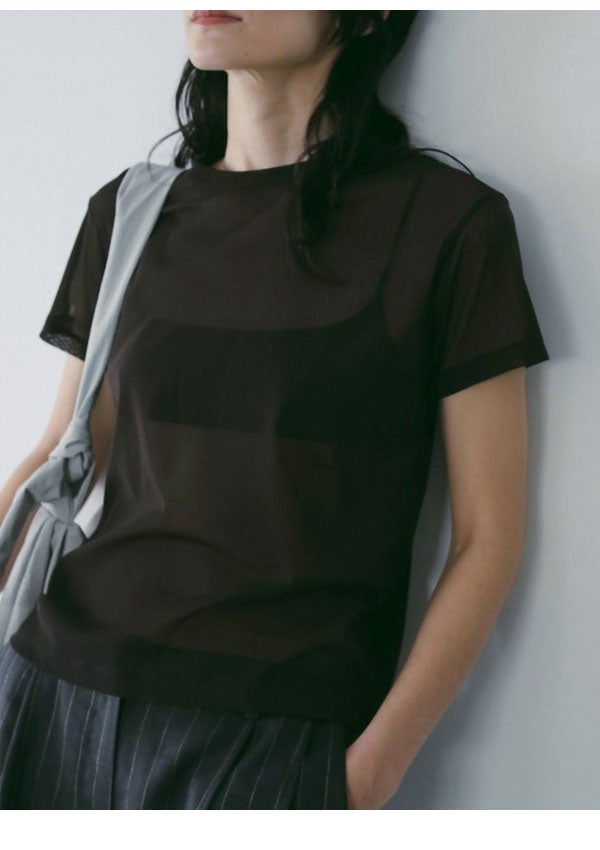 即納】 アンヌーク anuke 2026springsummer トップス Sheer Tulle T