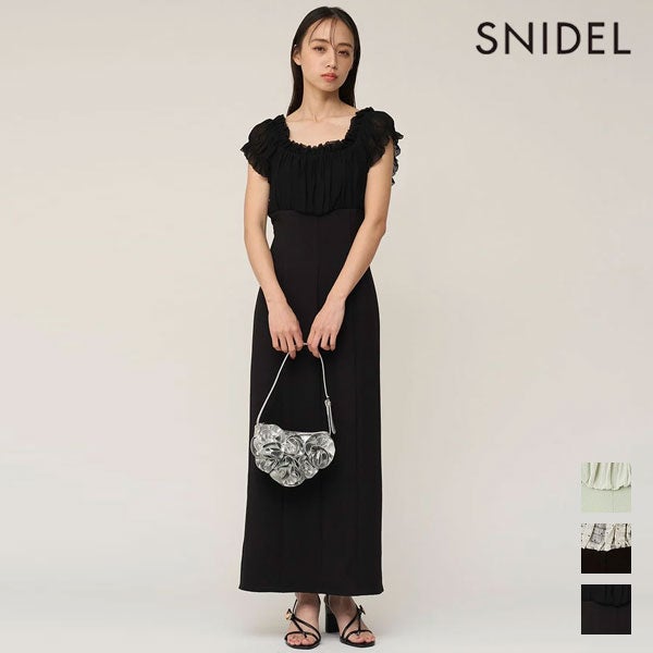 即納】スナイデル SNIDEL ワンピース 26春夏 シアーギャザードッキング