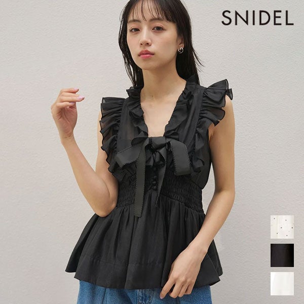 即納】スナイデル SNIDEL トップス 26春夏 ドビードットティアード