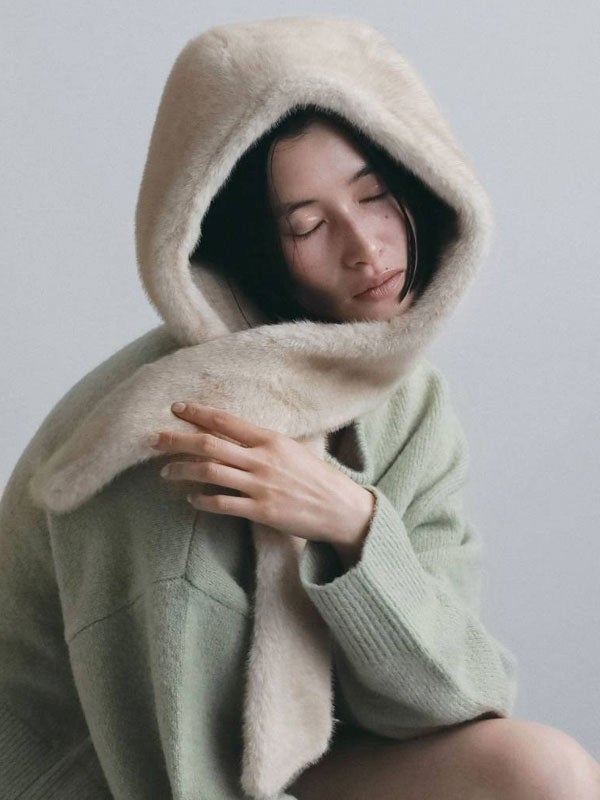 d*7様 アンダーカバー ダークブラウン ファー 耳あて付き帽子 アンヌーク anuke 2026winter 小物 Eco Minkfur Hoodie 11月中旬～12月