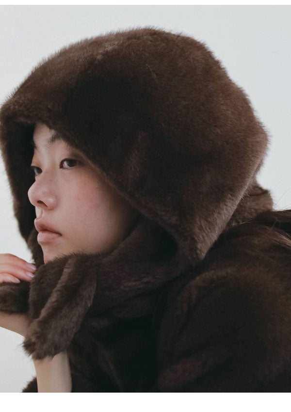 アンヌーク anuke 2026winter 小物 Eco Minkfur Hoodie 11月中旬～12月