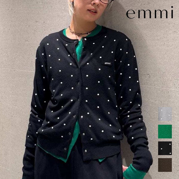 即納】エミ emmi トップス emmiロゴクルーネックニットカーディガン