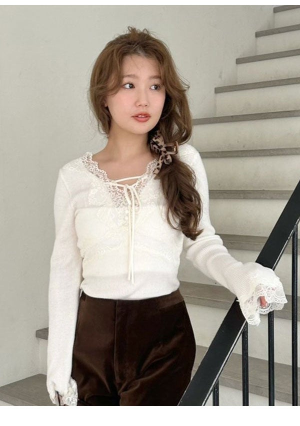 リリーブラウン LILY BROWN トップス 26秋冬 ストレッチレースニット